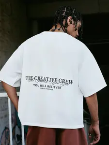 Unisex Vintage English Slogan Graphic Oversized T-Shirt, Heavyweight Cotton, American Minimalist CleanFit, Summer Casual Daily Top