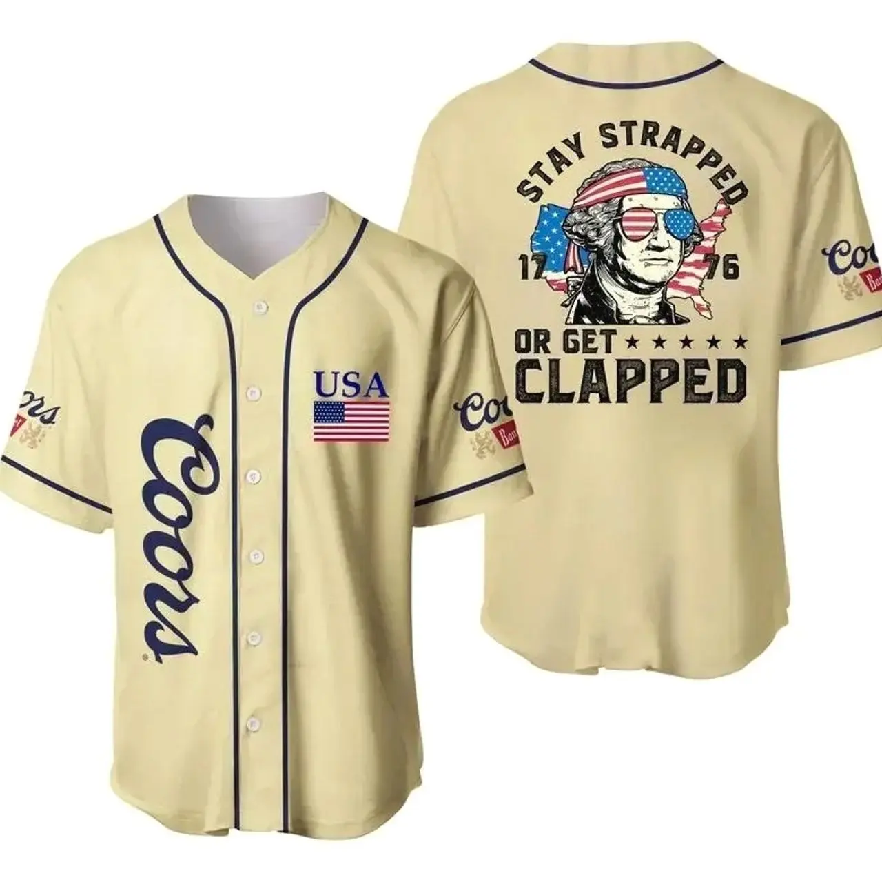 George Washington 1776 Baseball Jersey – 4th of July Coors Beer USA Flag Party Shirt, Gift for Him/Her, For Any Season