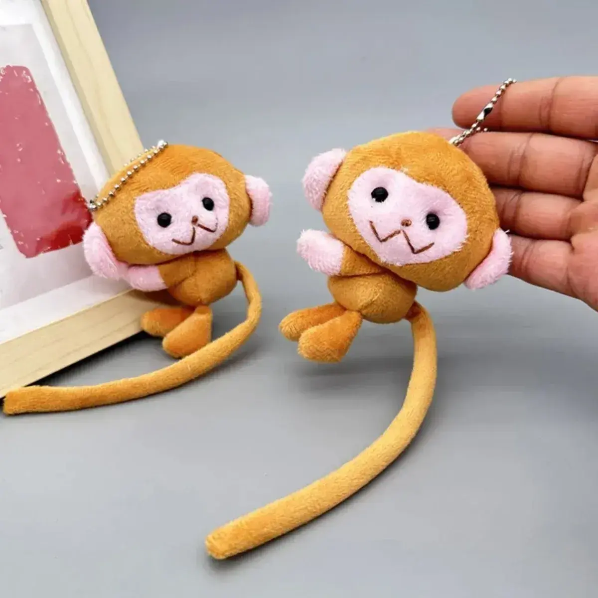 Long Tailed Monkey Keychain Cartoon Plush DIY Doll Pendant Backpack Accessory Gift for Children Girls