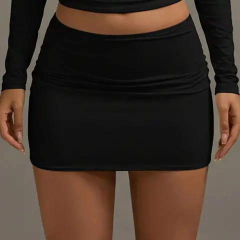 Women's Solid Color Low Waist Mini Skirt, Casual Skirts, Plain Color Skirt, Slim-Fit Casual Style Bottom, Perfect for Daily Home, Everyday, Festivals, and Vacation