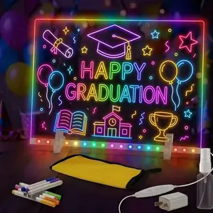 Led Drawing Board 7 Colors, Light Up Cosmody Drawing Board, Glowing Acrylic Dry Erase Board, Easter Basket Stuffers, Easter Egg Fillers Gifts Kids Girls Boy Teens(14.25")