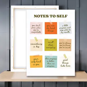 1pc Wooden Framed, Notes To Self Motivational Quotes Print, Inspirational Artwork Wall Art Canvas Painting, Motivation Print Art, Mental Health Poster, Ideal For Bedroom, Office, Living Room, Wall, Room, Home Decoration, Modern Home Decor