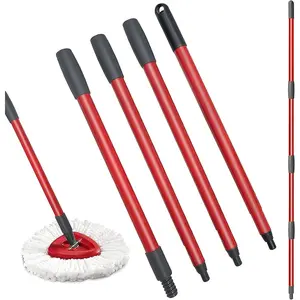 Spin Mop Replacement Handle, 4 Section 30 Inch to 58 Inch Stainless Steel Mop Replacement Handle for O-Ceda Spin Mop EasyWring Triangle Spin Handle for Floor Cleaning(Black)