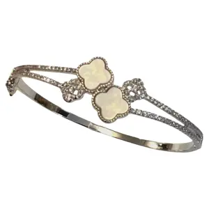 Moonlit Clover Bangle-Silver LM