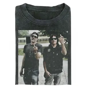 The Walking Dead Middle Finger Meme Graphic Tee, Negan Daryl Dixon Funny Parody T-Shirt, Unisex Cringe Retro Streetwear Shirt, Menswear Womenswear, Gift for Men, Gift for Women, Crew Neck T-shirt, Trending T