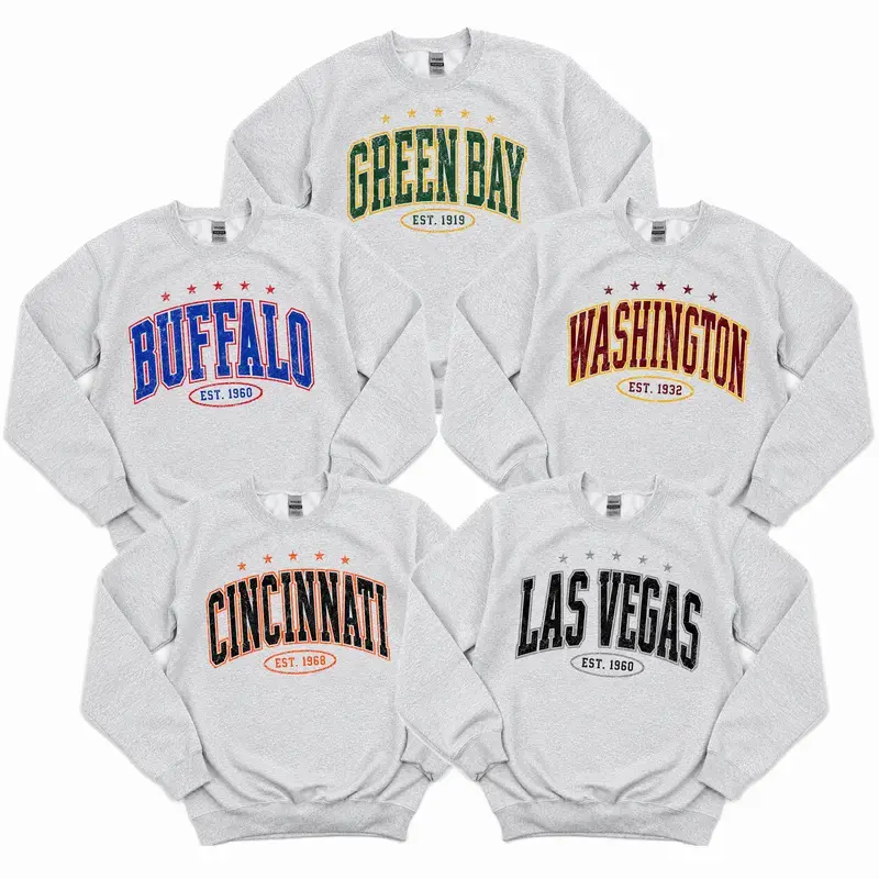 All Team Vintage Football Sweatshirt Apparel Classic, ASH GREY Color