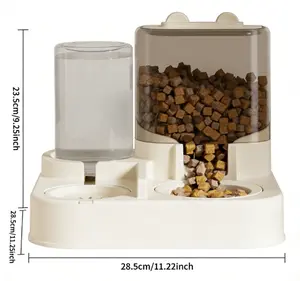 29x27.5x22.5cm 2-in-1 Automatic Pet Food and Water Dispenser, 2300ML Food Container & 1000ML Water Bottle Gravity Feeder for Cats & Small Dogs, Anti-Spill & Easy Clean Design Ideal for Home Living Rooms & Pet Areas