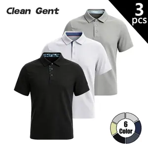 Clean Gent 3-pack men’s solid-color summer polo shirts, regular fit, comfortable casual polo shirts that are breathable and soft, suitable for everyday casual wear—fashionable men’s clothing for daily wear.