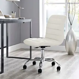 Modway Modern Adjustable Swivel Office Chair with Scratch & Dent Protection - White Leather Look Finish - Comfortable Seating for Home or Office Use