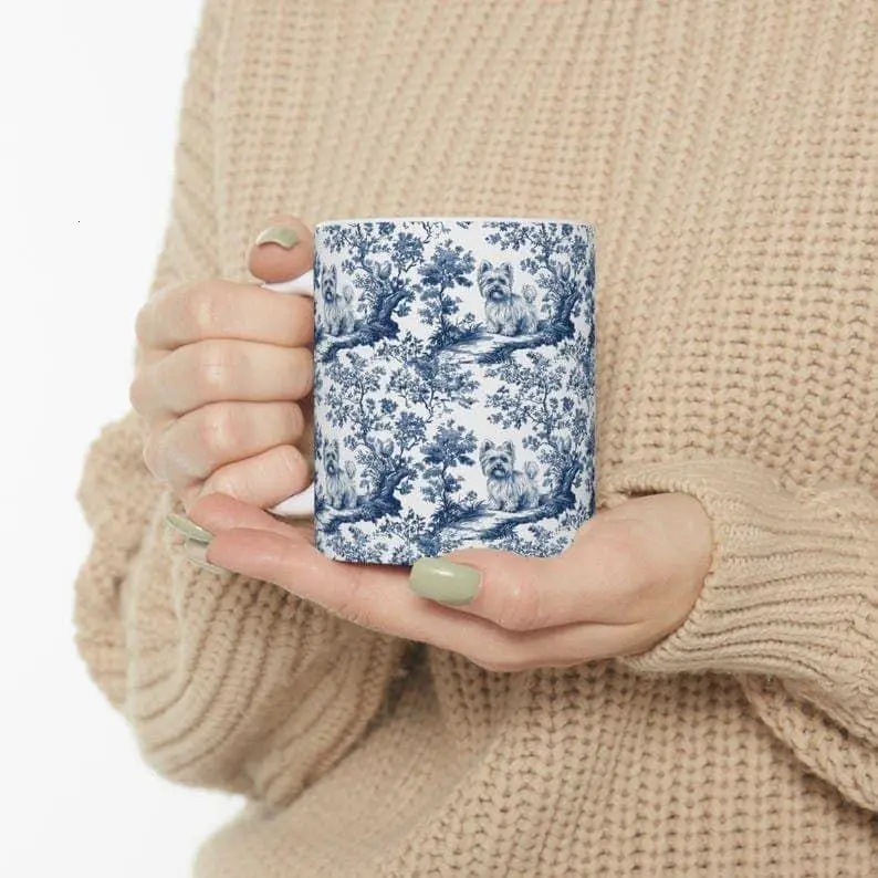 [Sale Up To 40% + Freeship]  Yorkie French toile de jouy Mug, Gifts, Yorkshire terrier, Yorkie mom, Yorkie lover, Dog mom Mug, Yorkie Owner Gift, 11oz & 15oz ceramic mug
