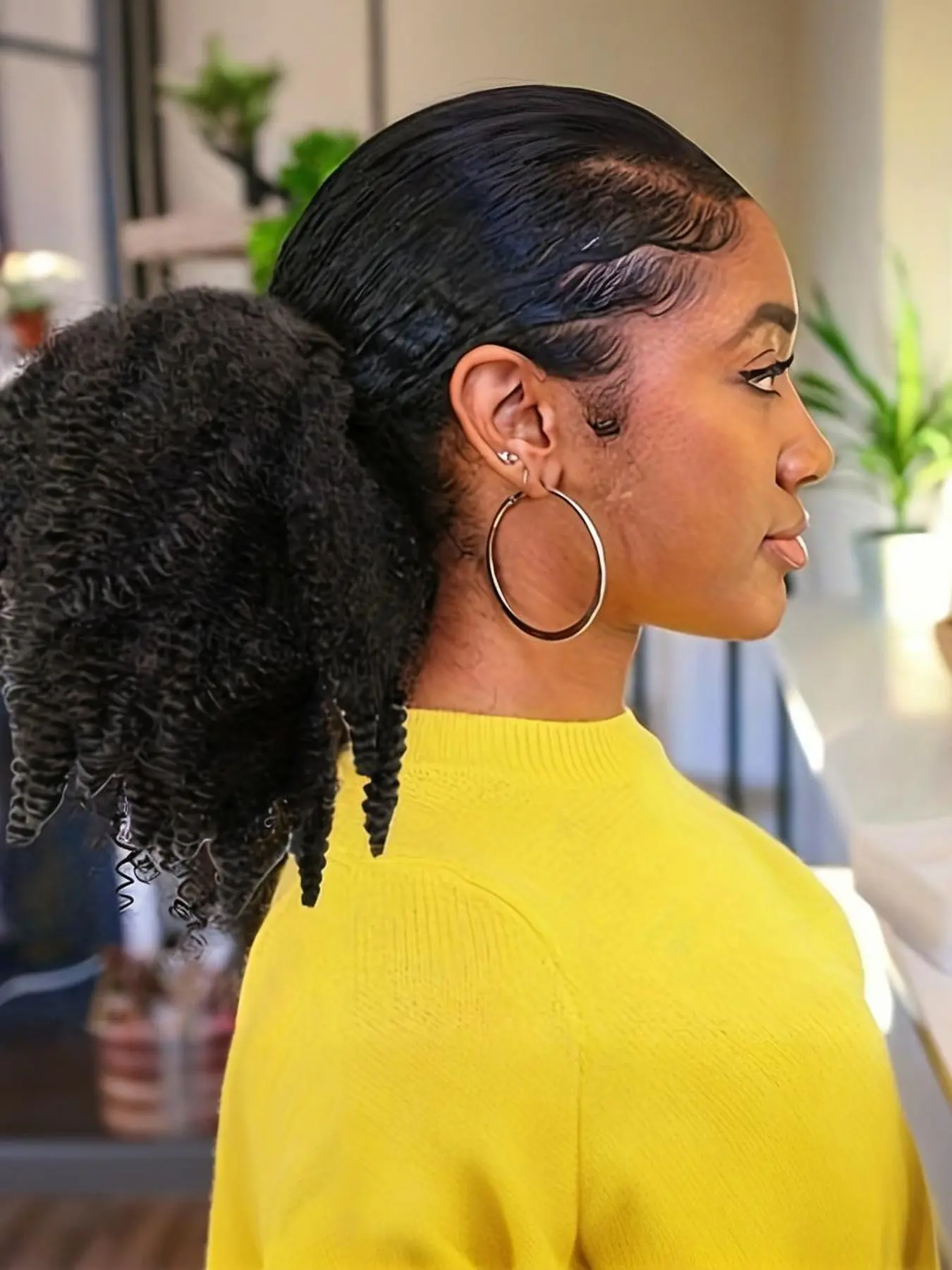 Belle Show 14 Inch Short Ponytail Extension, Afro Kinky Hair Drawstring Ponytail with Clips, Synthetic Hair Piece Afro Kinky Curl Pony Tails for Women, Synthetic Hairpiece