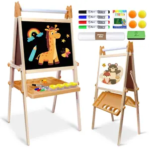 JOYOOSS Easel for Kids Ages 4-8 Easels for Toddlers Art Kids Easel Ages 8-12 Wooden Drawing Easels Double-Sided Magnetic Whiteboard Chalkboard with Paper Roll for Kid Dry Erase Board