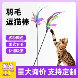 Cat Teaser Wand Cat Toy Bell Colorful Feather Cat Teaser Rod Self-Entertainment Boredom Relief Catnip Pet Supplies Wholesale