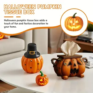 Spooky Halloween Pumpkin Tissue Box Holder Decor
