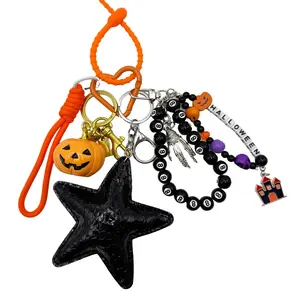 Halloween Pumpkin Keychain Charm Gold Tone Metal Clip Cute Jack O Lantern Bag Pendant for Keys Purse Decor Festive Gift