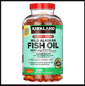 Kirk Lands Signatures Wild Alaskan Fish Oil 1400mg 230 Count Value Pack Sustainably Sourced Omega 3 Softgels Cold Pressed Natural Triglycerides for Healthcare & Fitness Dietary Supplement