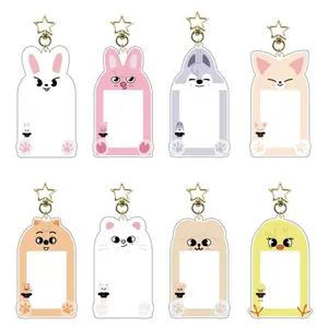 Cute Cartoon Card Holder Acrylic Keychain Idol Picture Protector Sleeves Credit ID Cards Protective Case Phototocard Holder Gift