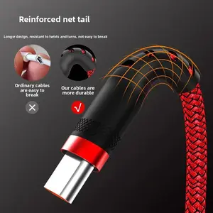 3.5m Extended fast-charging cable suitable for Type-C, fully compatible with Android and Apple devices, 6A braided data cable