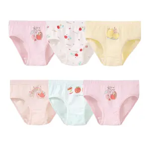 6-Pairs Cotton Underwear for Girls Fashion Cute Panties Breathable and Soft Boxer Briefs High Elastic Kid's Undies Assorted Hispter Panties Children Clothes Birthday Gift