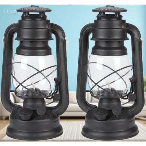 Black Vintage Farmer's Lantern - Reusable Outdoor Lighting - Rustic Brown Hanging Lantern - Pack of 2 - Weather-Resistant Durable Design decorative statue ghost statue