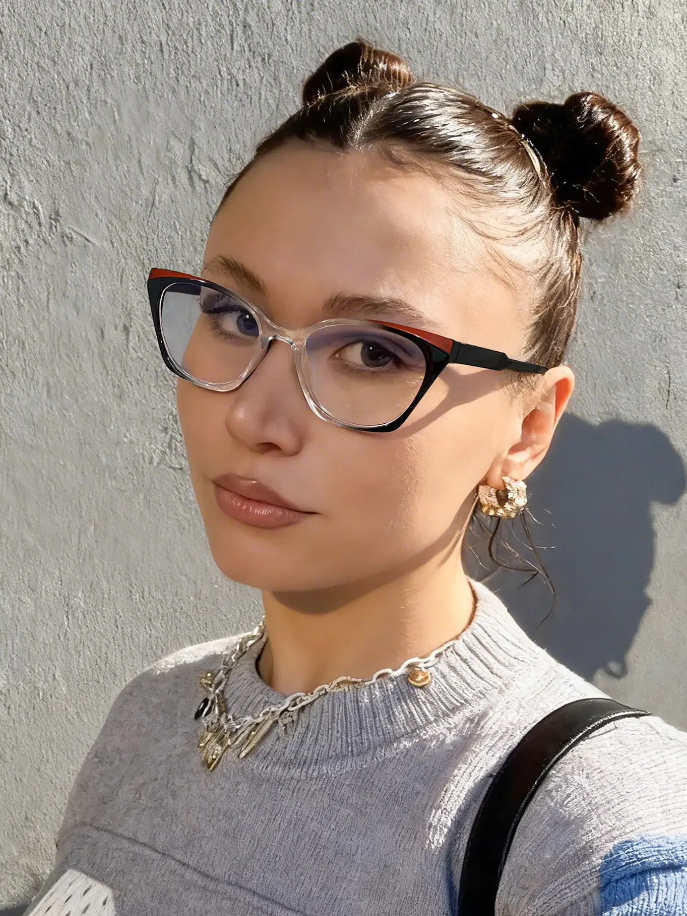 Women's Cat Eye Glasses Frame, Flat Lens, Vintage Color Block Design, Lightweight Durable Style, Clear Transparent Lenses, Daily Wear Accessories