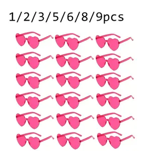 Heart-Shaped Sunglasses, Candy Color Frameless Fun Design, Unisex Party Accessory, Fashionable Beach Wear, Wedding & Birthday Gift
