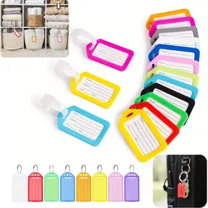 Multifunctional Luggage Tags Set, Plastic Key Tags with Labels, Travel Baggage Identifier, 8 Small + 8 Large, Random Colors
