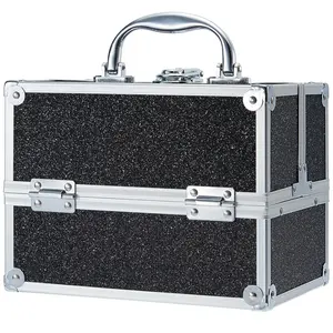 Makeup  Case Portable Makeup Case Organizer  Box Make Up Box Makeup Organizer  Storage Cases with Locking  Kit Organizer Travel Case Black