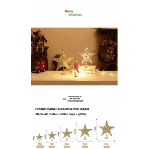 LED Christmas Tree Topper Star Lights Battery Powered Living Room Garden Party Decoration New Year 2025 Christmas Tree Lights ring light