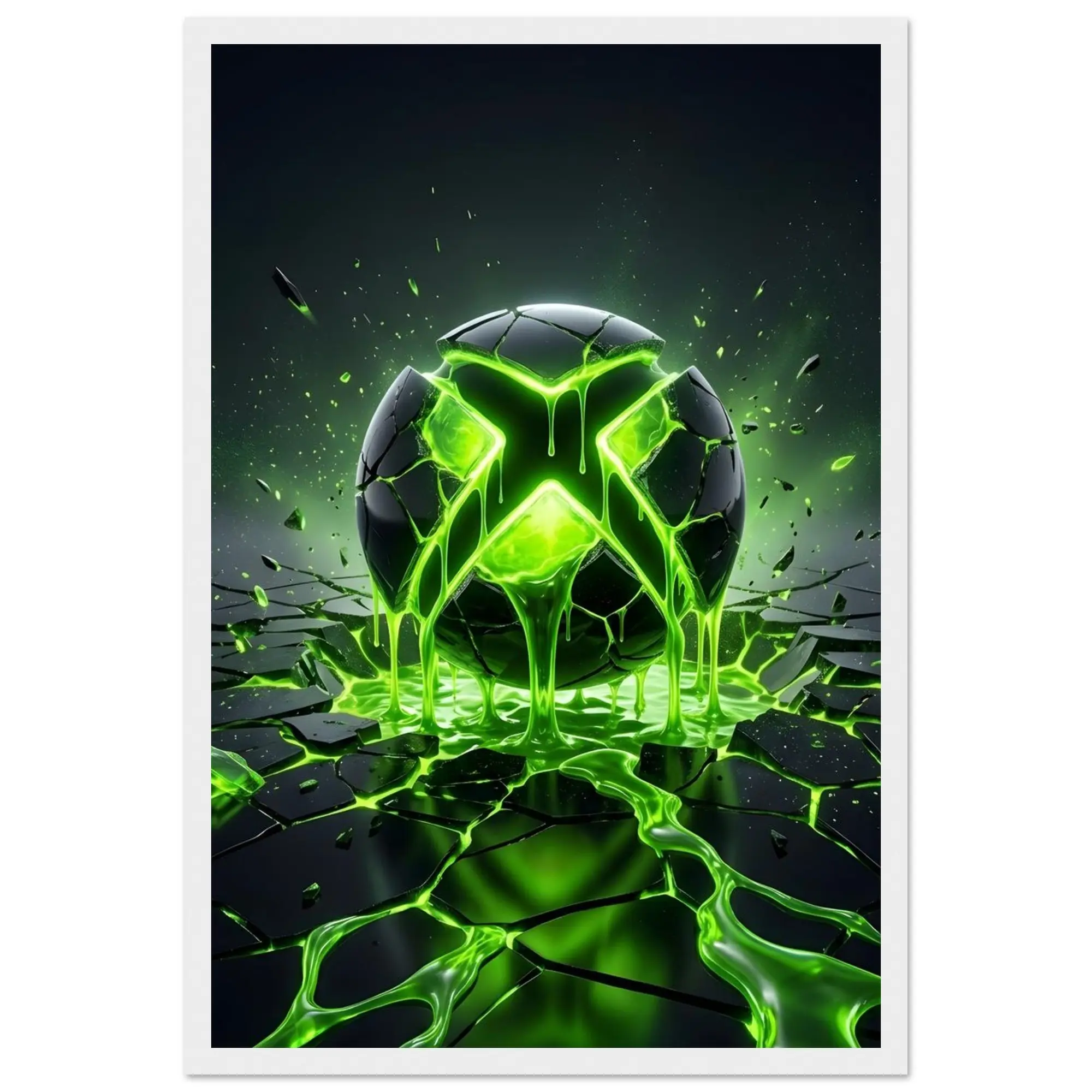 Xbox Logo Green Glow Classic Matte Paper Wooden Framed Poster 30x45 cm / 12x18″