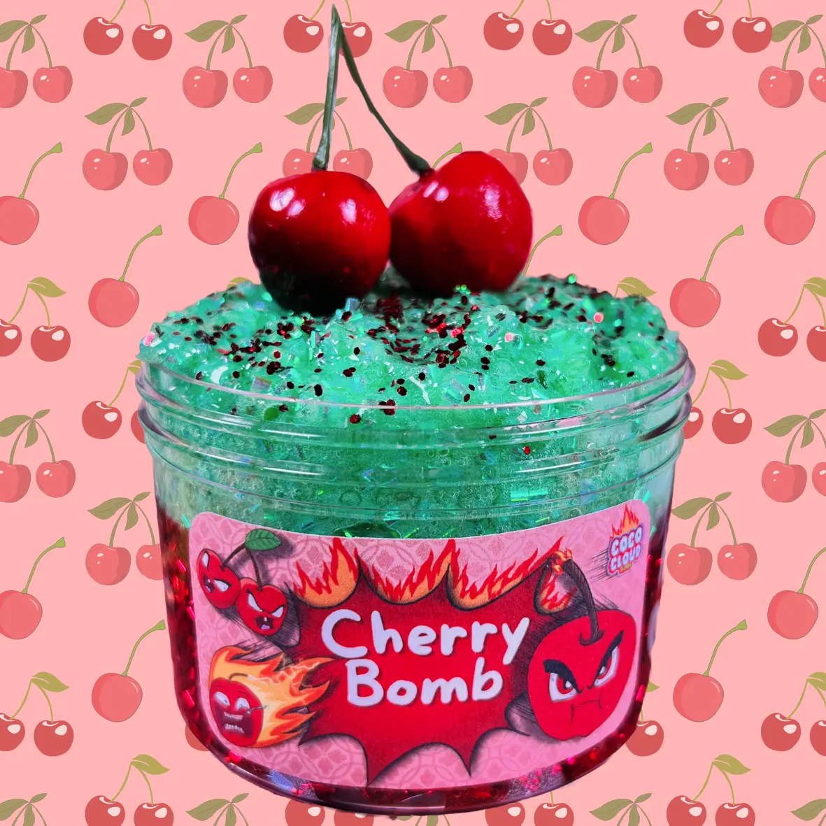 Cherry Bomb Slime, Bingsu Bead Crunchy Texture, Multi-Color Scented Slime