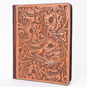 American Darling Western Portfolio Bag – Hand-Tooled Floral Carved Genuine Leather Organizer Case for Work, Travel & Daily Use