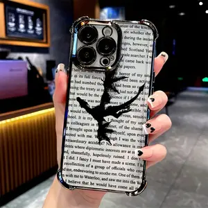 Dragon F-Fourth Wings Pattern Four Corner Anti-Fall Phone Case Transparent Electroplated Protective Cover for IPhone 16 Pro Max 15 Plus 14 13 12 11 E