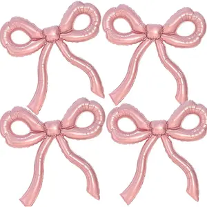 Bow Balloons  Bow Birthday Decorations  Shower Decorations Bridal Shower Bow Themed Party Supplies (Set of 4)