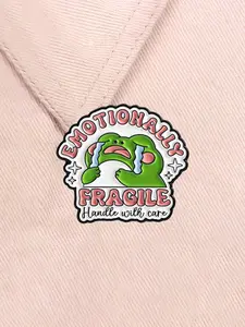 Emotionally Fragile Handle With Care Enamel Pin Casual Animal Alloy Brooches Lapel Crying Frog Whimsical Mood Backpack Badge Fashion Jewelry Accessories Gifts for Friends