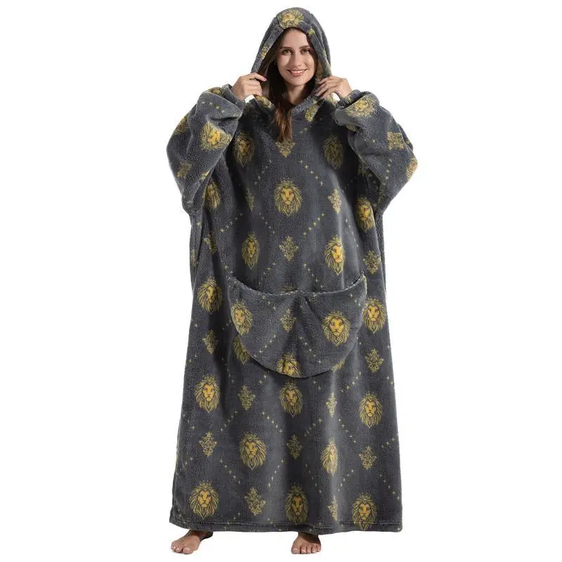 Cute Wearable Hoodie Blanket Nightgown, 1Pcs Women Men Ultra Soft Sherpa Fleece Warm Oversized Hooded Wearable Blanket With Giant Pockets Cute Wearable Hoodie Blanket Nightgown, 1Pcs Women Men Ultra Soft Sherpa Fleece Warm Oversized Hooded Wearable Blanket With Giant Pockets