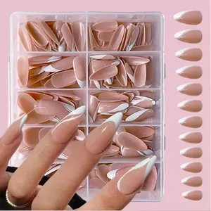 Almond Shape Press on Nails, Acrylic Almond Shape Reusable False Nails for Women & Girls, Easy to Wear Press on Nails, DIY Nail Art Kit for Daily Life and Party