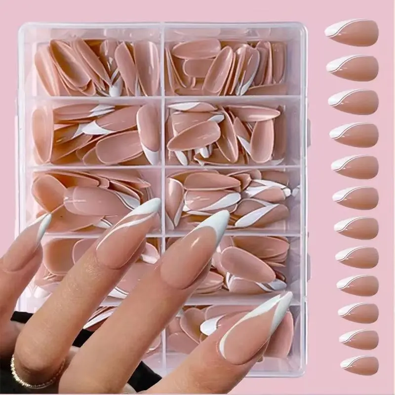 Almond Shape Press on Nails, Acrylic Almond Shape Reusable Glossy False Nails for Women & Girls, Easy to Wear Press on Nails, DIY Nail Art Kit, Nail Design, Home Nail Art for Daily Life and Party, Fake Nails, Decorative Nails