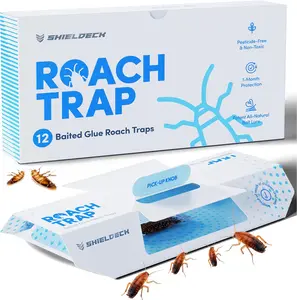 Roach Traps Indoor (12 Pack) - Cockroach Killer Indoor Home, Sticky Glue Cockroach Trap for Roaches, Spider, Cricket, Roach Bait Traps for Car, Inside House, Motels, Glue Traps for Roaches