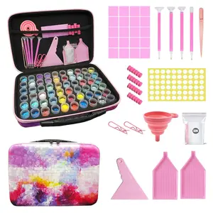 Diamond Painting Tool Set, Portable Storage Bag with 60 Compartments, Organizer Box, Includes Tools, DIY Supplies