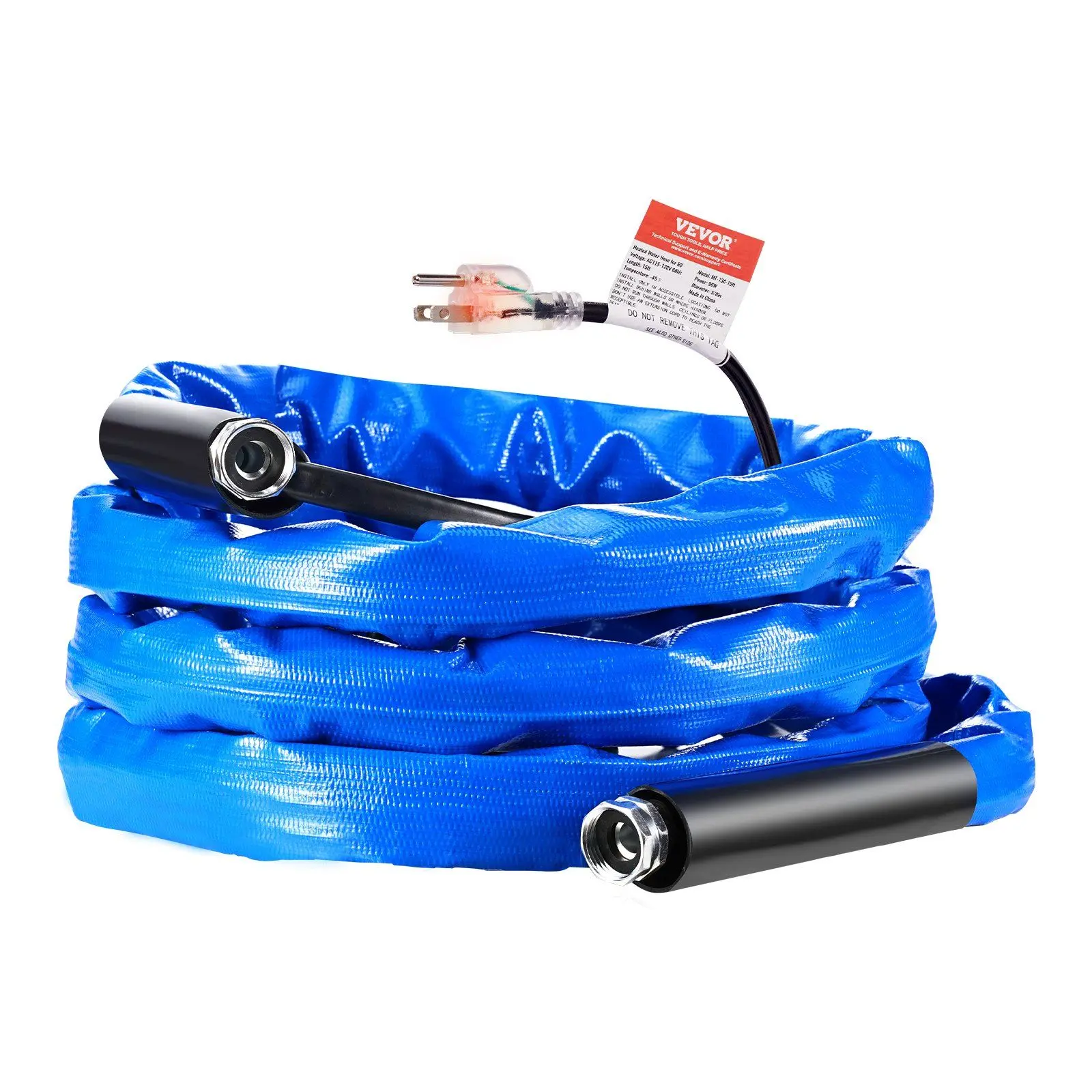 VEVOR 15ft Heated Flexible Pipe for RV, -45°F Antifreeze Heated Drinking Water Hose