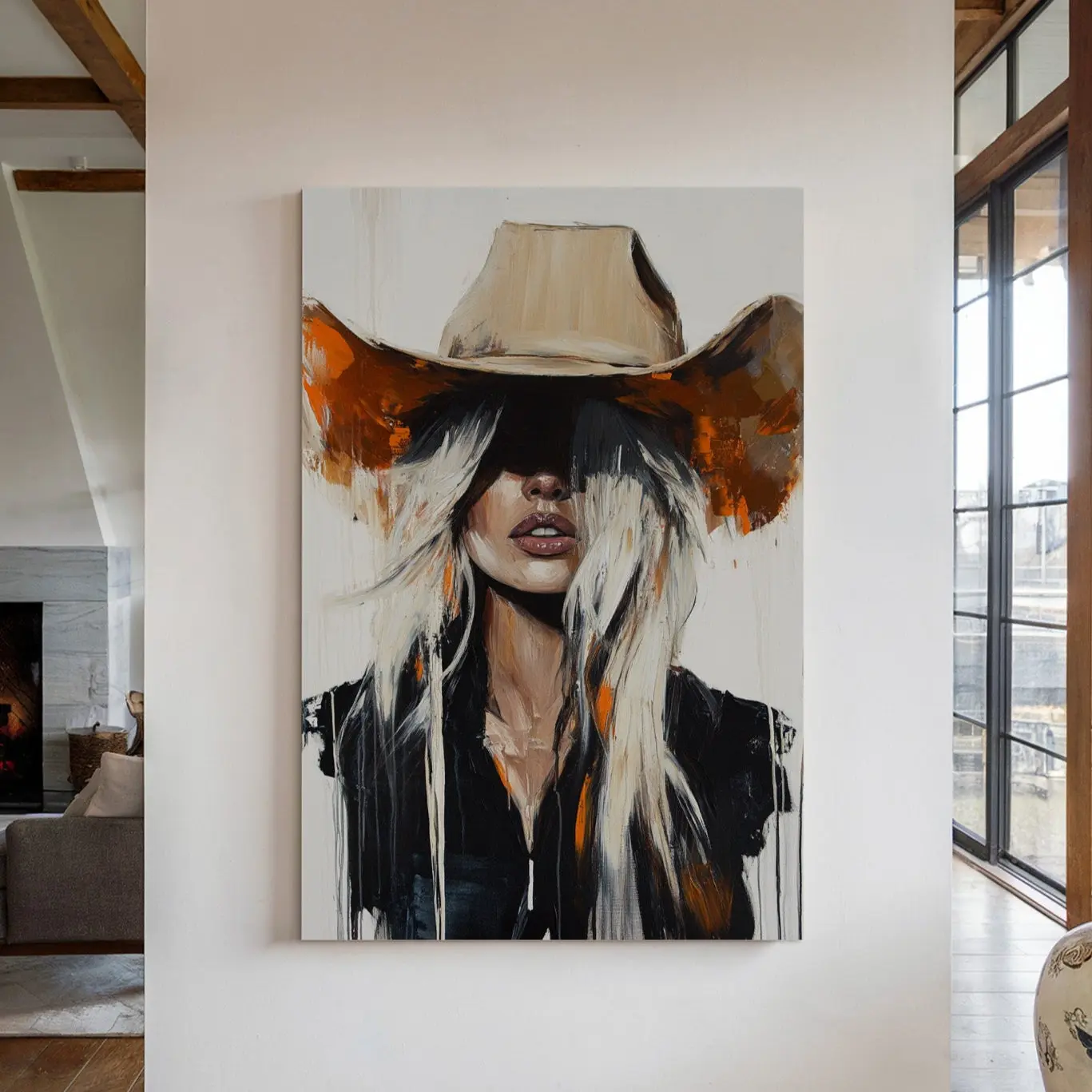 Western Edge - Bold & Fearless Cowboy Chic Canvas Art Poster,  Wall Decor Retro Art Print