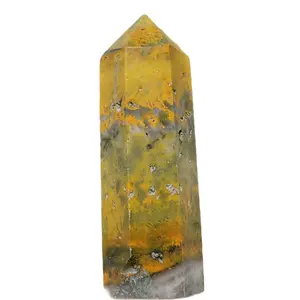 Bumblebee Jasper Tower Natural Stone Carving Crystal Home Ornament