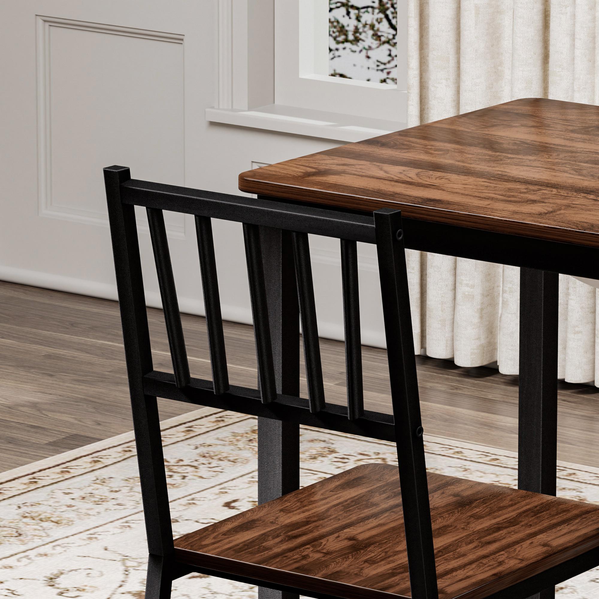 Dining Table Set, Bar Table with 2 Dining Benches, Kitchen Table Counter with Chairs, Industrial for Kitchen Breakfast Table, Living Room, Party Room, Rustic Brown and Black,35.4″L x23.6″W x 29.7″H