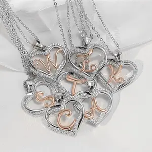 Unique Initial Necklaces for Women Girls Small Heart Letter Jewelry, Meaningful Personalized Gifts Modern Versatile Accessories Matelasse Chain