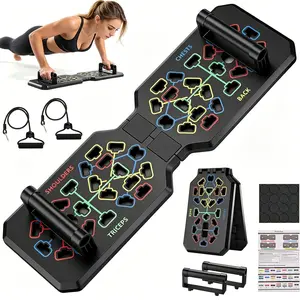 Push Up Board Foldable Color Coded Training System, Multi-Function Portable Home Gym Equipment for Chest & Shoulder Floor Workouts