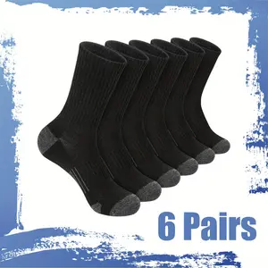 6 Pairs Men's Breathable Sweat-Wicking Socks Lightweight Sports Non-slip Comfort Cushioned Socks