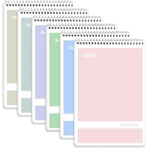 Steno Pads 6x9 6 Pack, Gregg Rule, 60 Sheets, 6 Assorted Color Spiral Notebook 6x9, White Paper, Take Notes with Top Spiral Notebook, for School, University, College, Work, Office