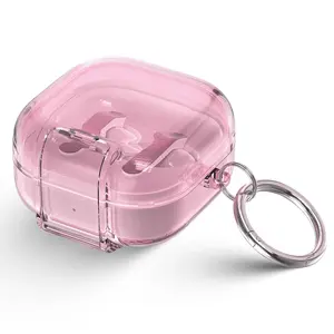 Luxury Lock Clear Headphone Case For Samsung Galaxy Buds 4 Buds 4pro Wireless Bluetooth Case PC Shockproof Earphone Cover Funda