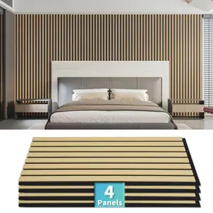 【New】Art3d 4-Pack Lightweight MDF Wood-Look 3D Wall Panels, DIY Decor Panels, 24" x 12",Covers 8 Sq.Ft., Acoustic Grille Panels